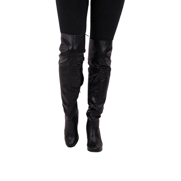 Chase & Chloe Max-2 Women's Over The Knee Thigh High Suede Chunky Heel B… - Picture 7 of 9